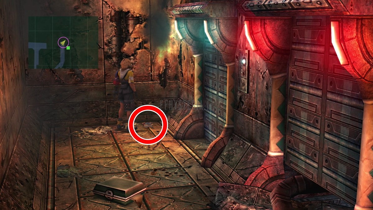 Emplacement de l'Amorce Al Bhed #21 — Home Al Bhed — Corridor principal