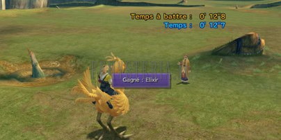 Course du Captureur (Catcher Chocobo) → Sceau Solaire (Sun Sigil) → arme céleste de Tidus (Caladbolg)