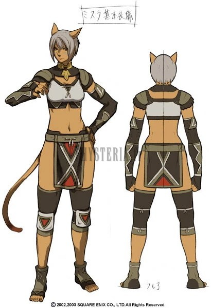 Les Mithra, félines et agiles, ne sont jouables qu'au féminin dans Final Fantasy XI.